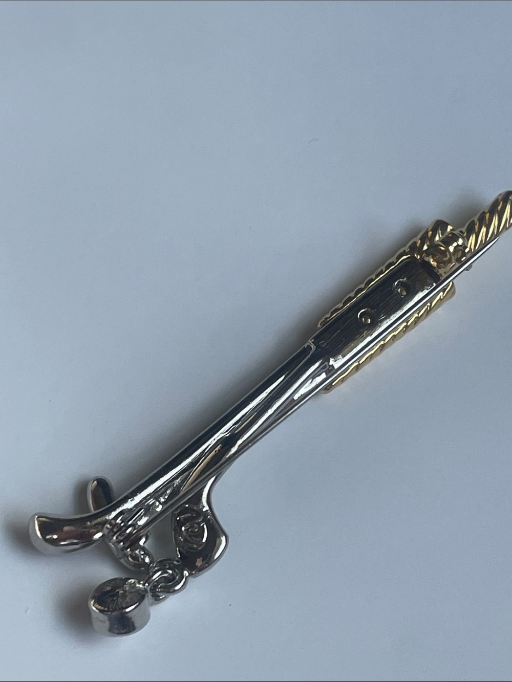 Two-Tone Golf Club Brooch with Crystal Accent - Picture 3 of 4